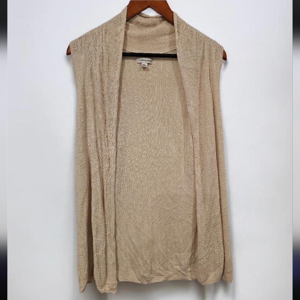 Croft & Barrow Women's Beige Open-Front Sleeveless Cardigan-Size M - Picture 1 of 5